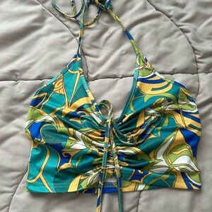 Blue and green summer halter top
